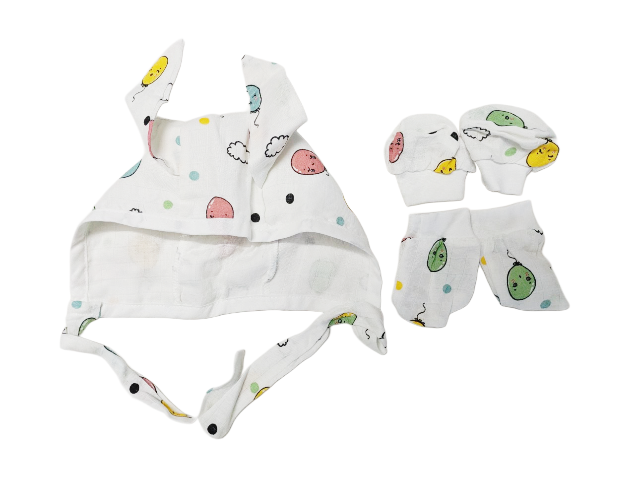 Muslin Cotton Boots Mitten Set