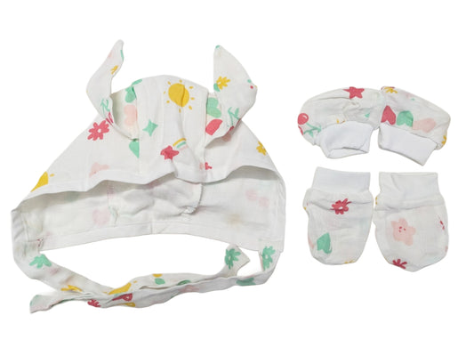 Muslin Cotton Boots Mitten Set