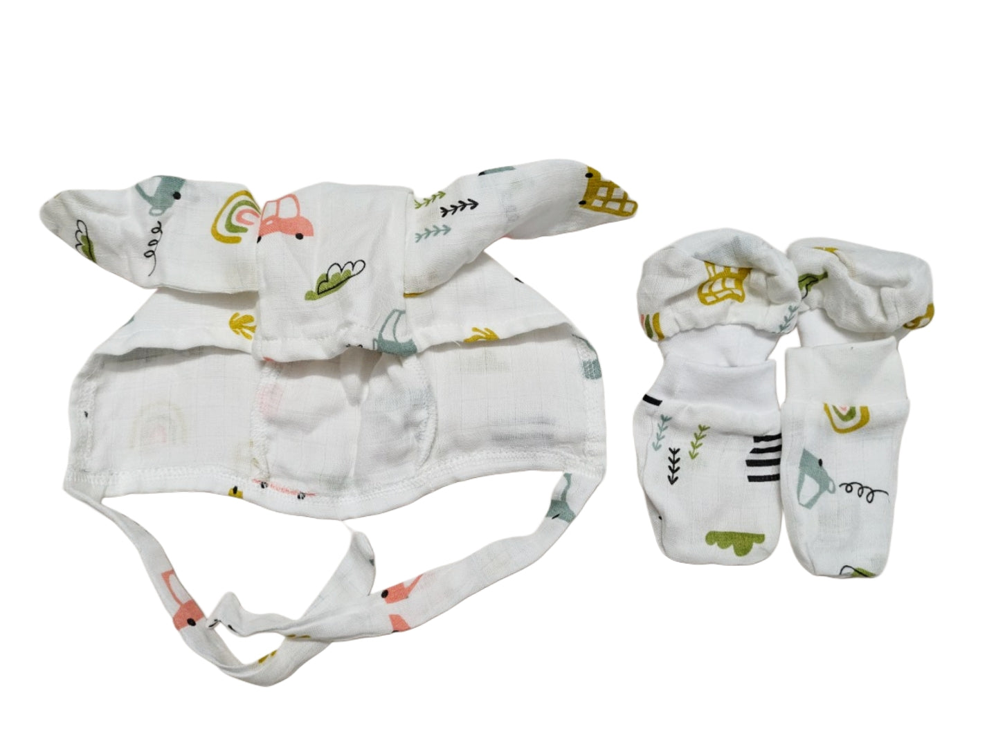 Muslin Cotton Boots Mitten Set