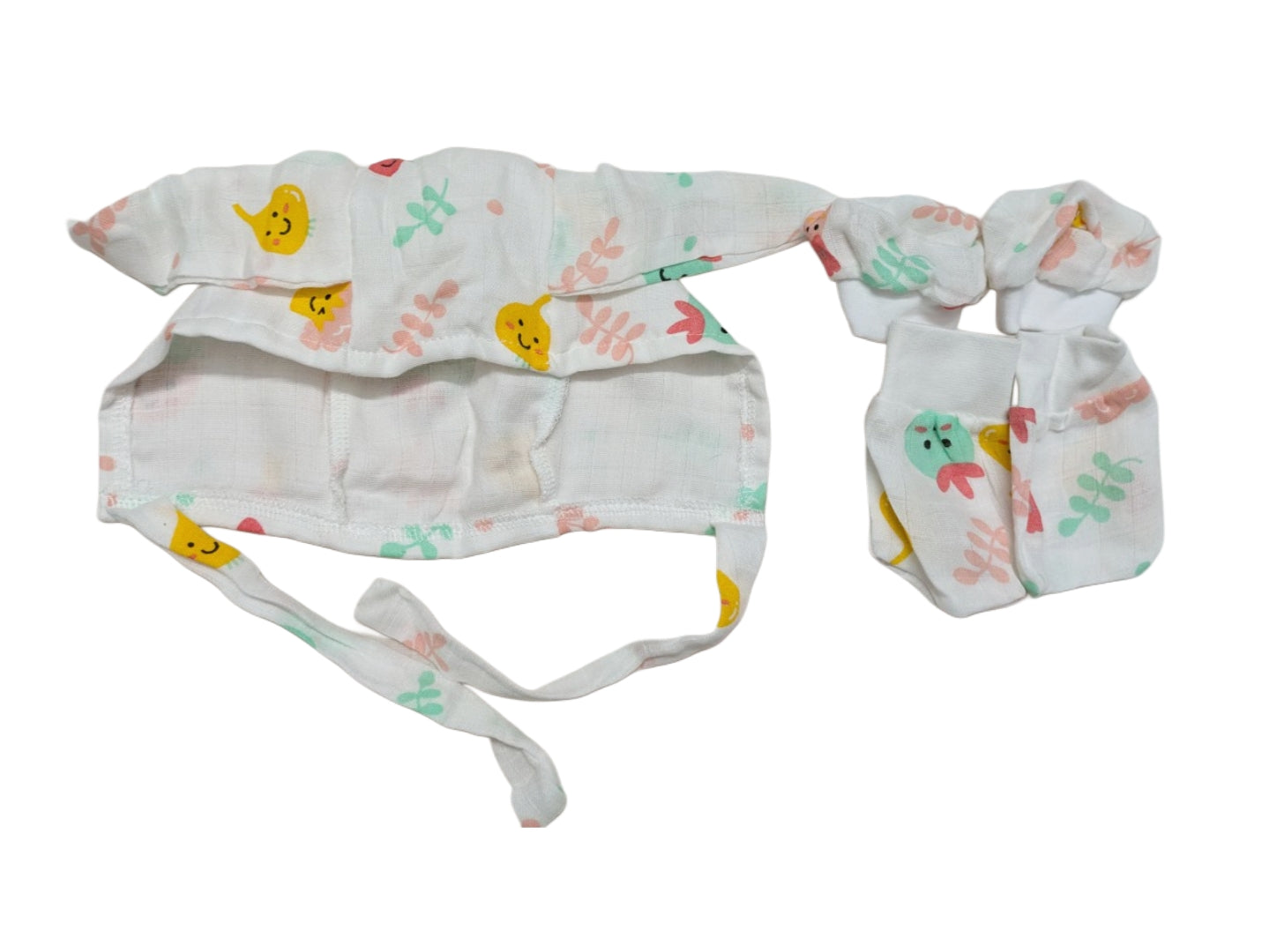 Muslin Cotton Boots Mitten Set