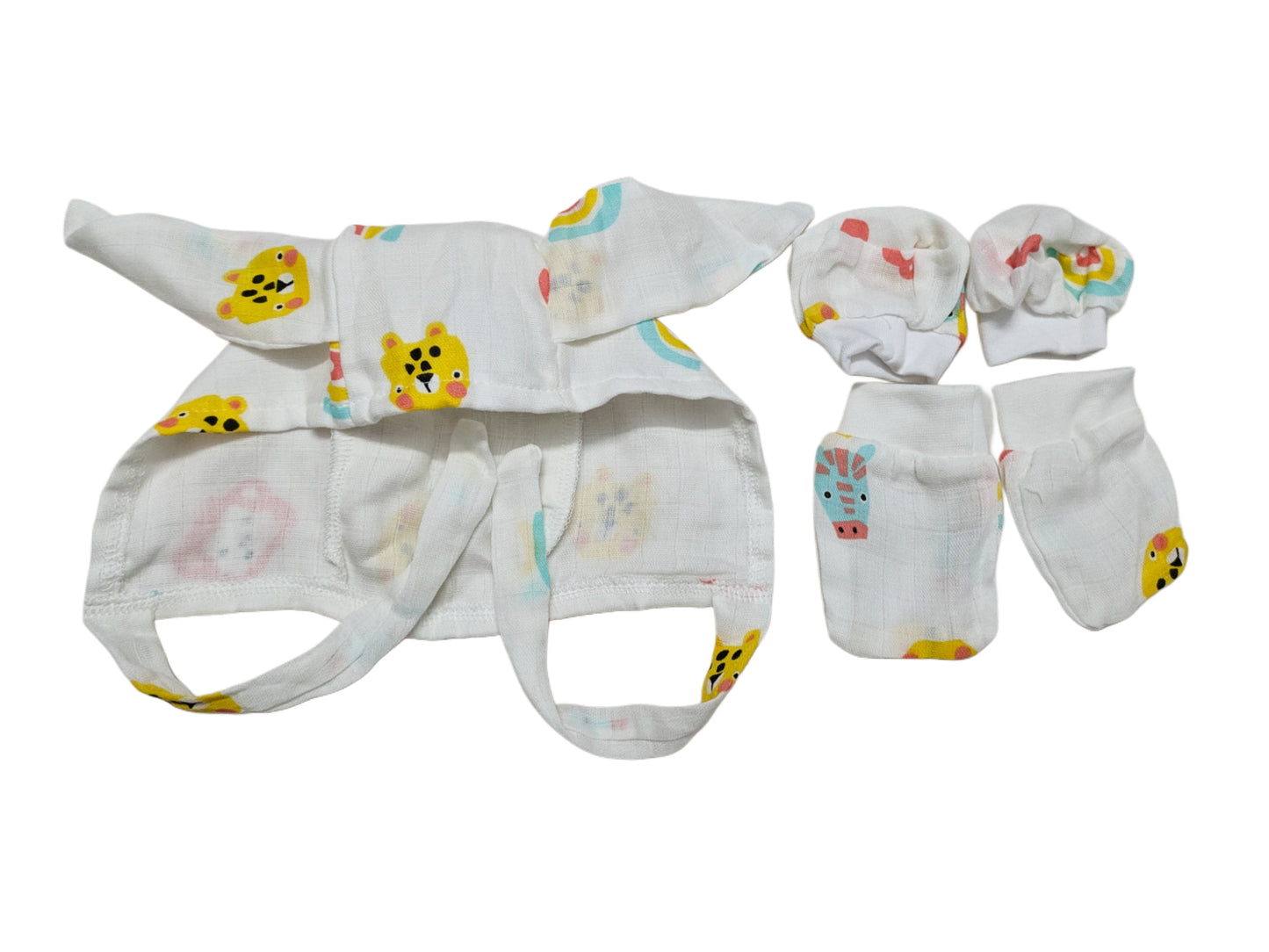 Muslin Cotton Boots Mitten Set