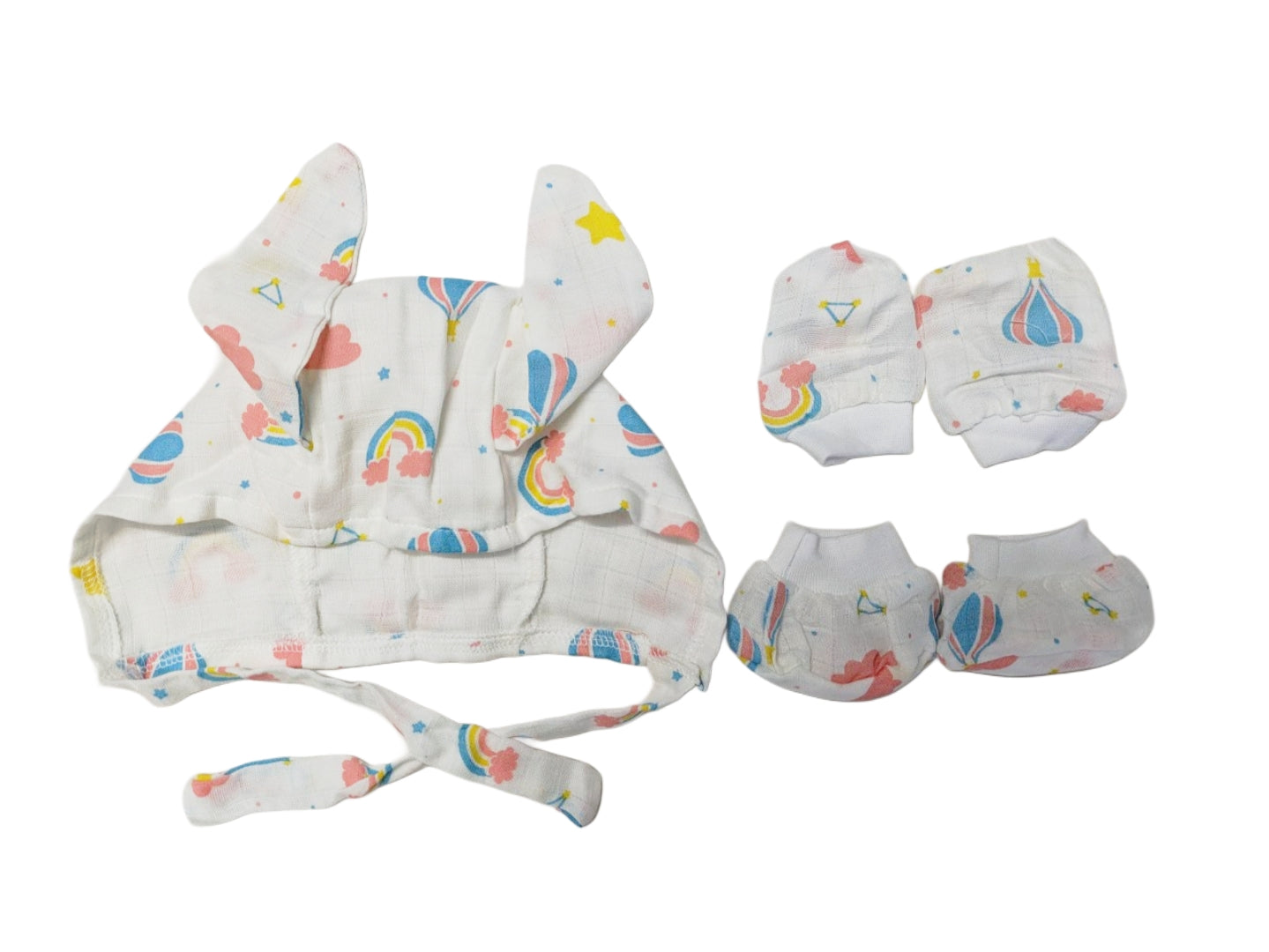Muslin Cotton Boots Mitten Set