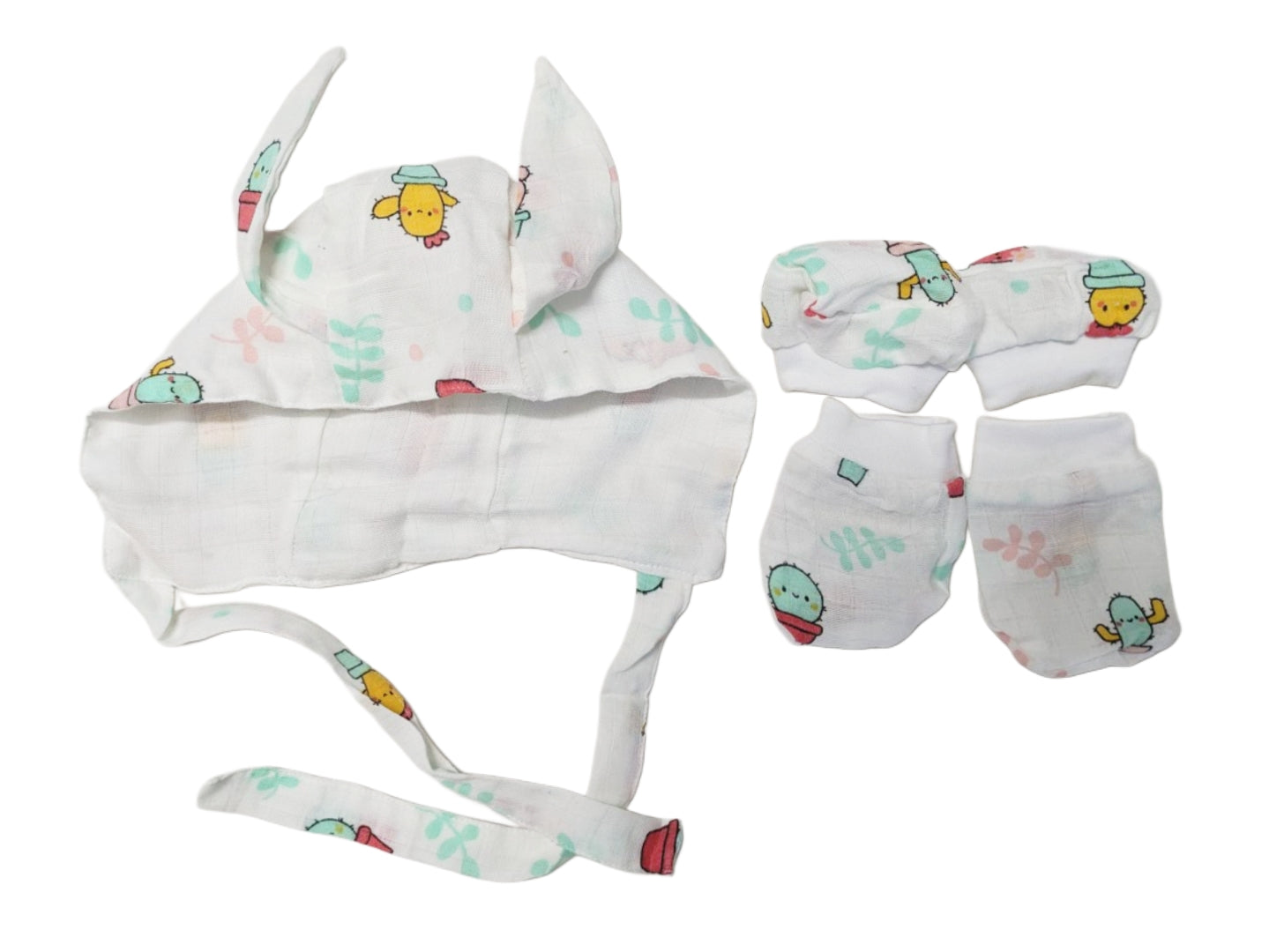 Muslin Cotton Boots Mitten Set