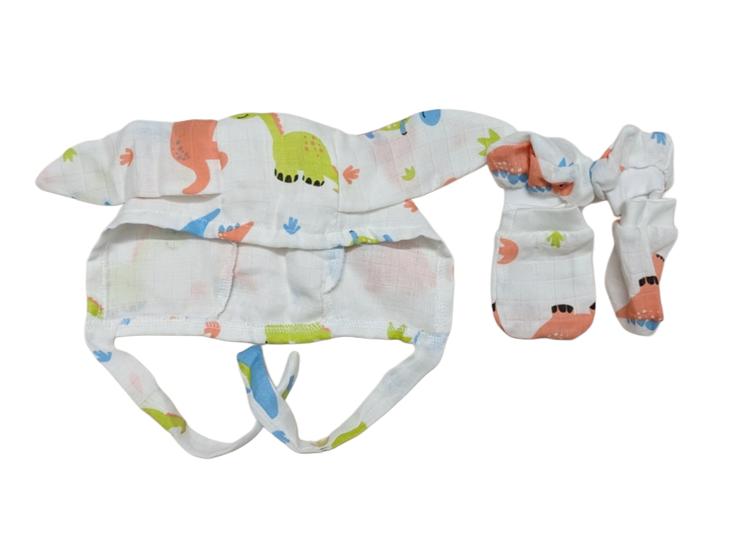Muslin Cotton Boots Mitten Set